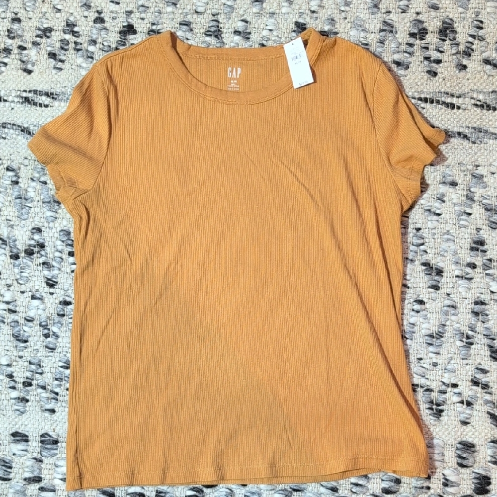 GAP Women's Short Sleeve Ribbed Top - Brown